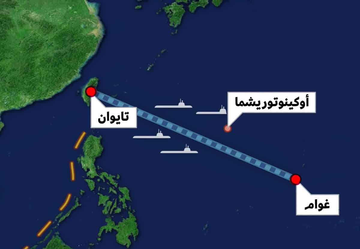 ترغب الصين في نشر غواصاتها في المنطقة من أجل اعتراض مسار أي تحرك للقوات الأمريكية فيها من غوام إلى تايوان، وهو ما يمنعها من القيام به اعتبار (أوكينوتورشيما) جزيرة في نظر العالم. صورة: Half as Interesting/ Youtube 